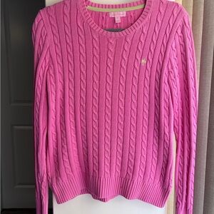 Lilly Pulitzer Hot Pink Cable-Knit Crewneck Sweater
